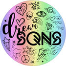 The official DreamSQNS Glitter Logo with rainbow background