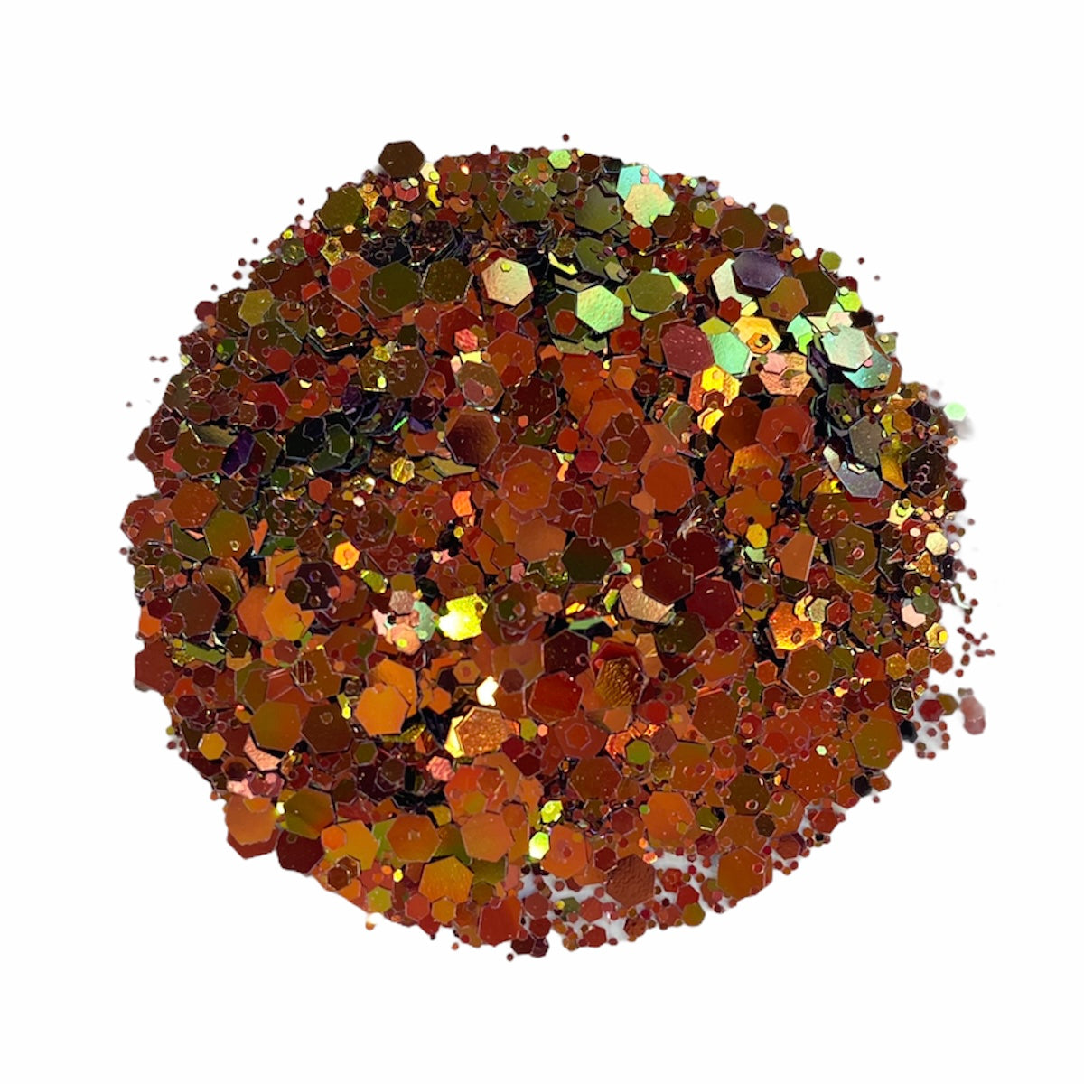 A close up cropped photograph of Phoenix Chunky Glitter by DreamSQNS