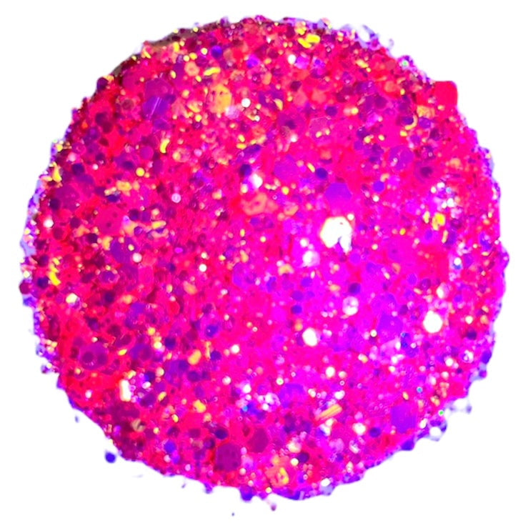 A close up view of Princess Peach Chunky Glitter by DreamSQNS