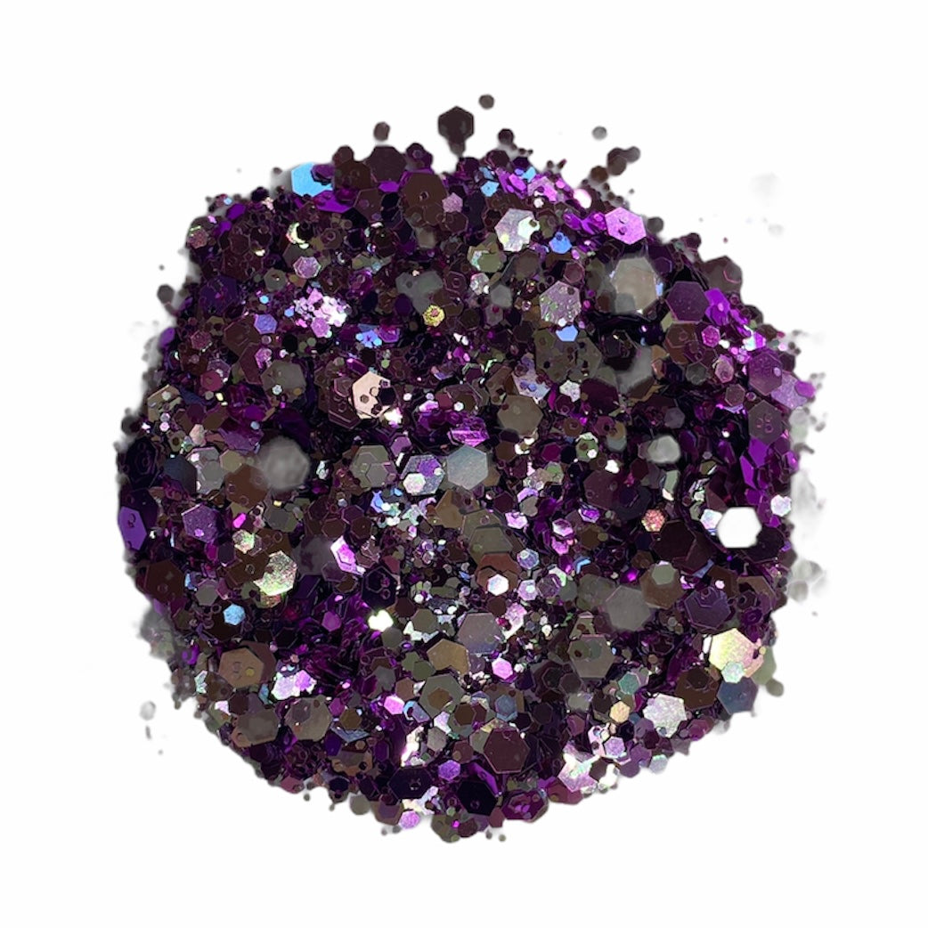 A close up photo of Purple Haze Chunky Glitter from DreamSQNS