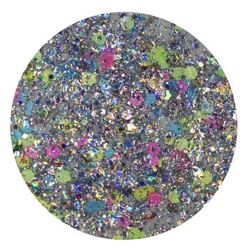 A close up view of DreamSQNS glitter paste in shade Space Oddity