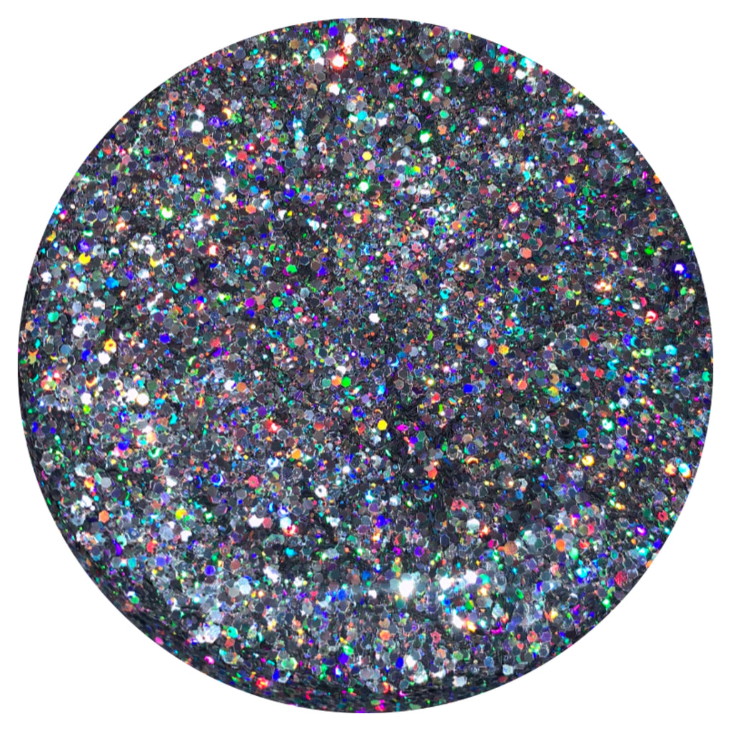 A close up image of 'Dark Galaxy' Holographic Glitter by DreamSQNS