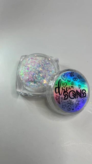 A top view of 'Bubbles' Chunky Glitter by DreamSQNS