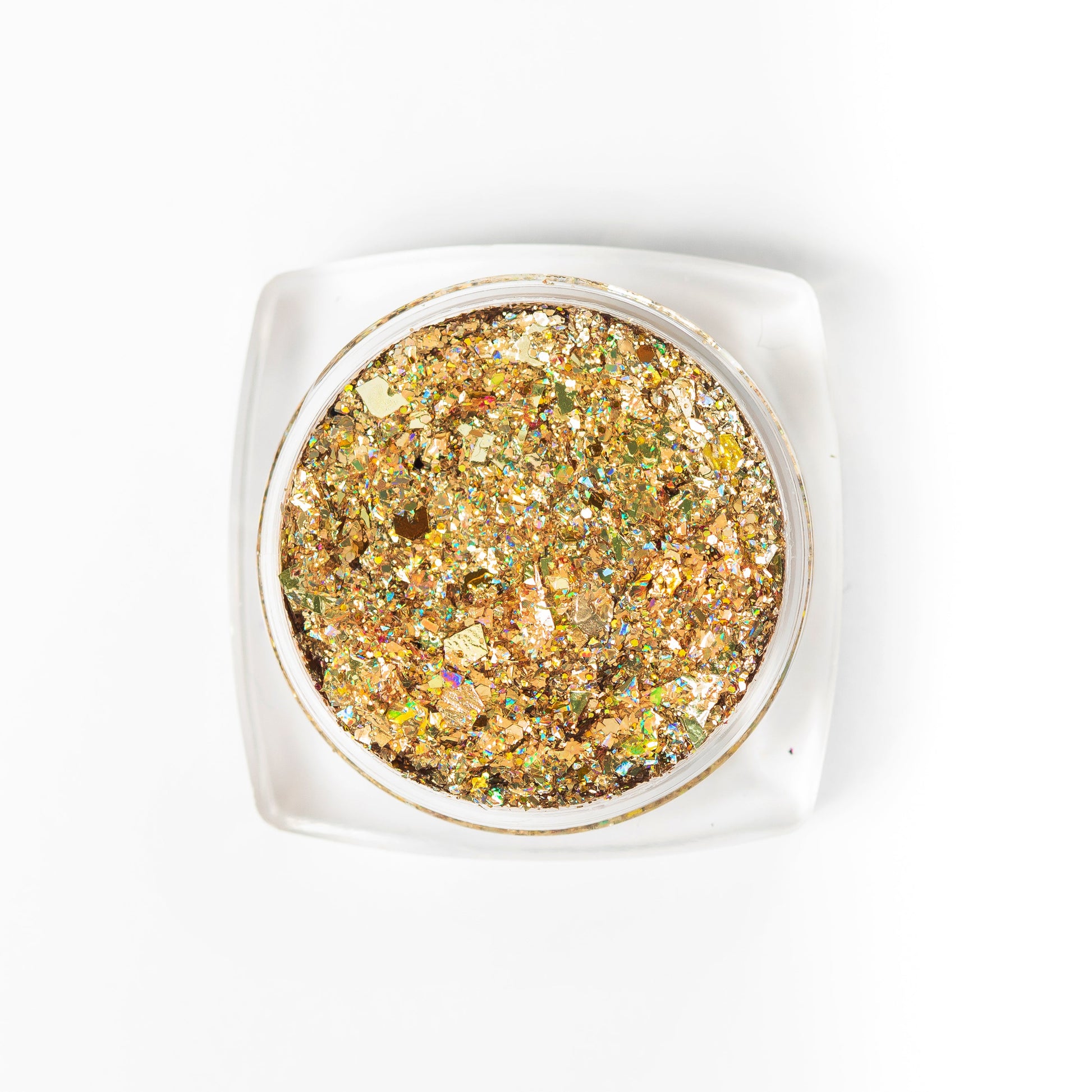 A top view of Gold Digger Glitter Paste from DreamSQNS in an open pot